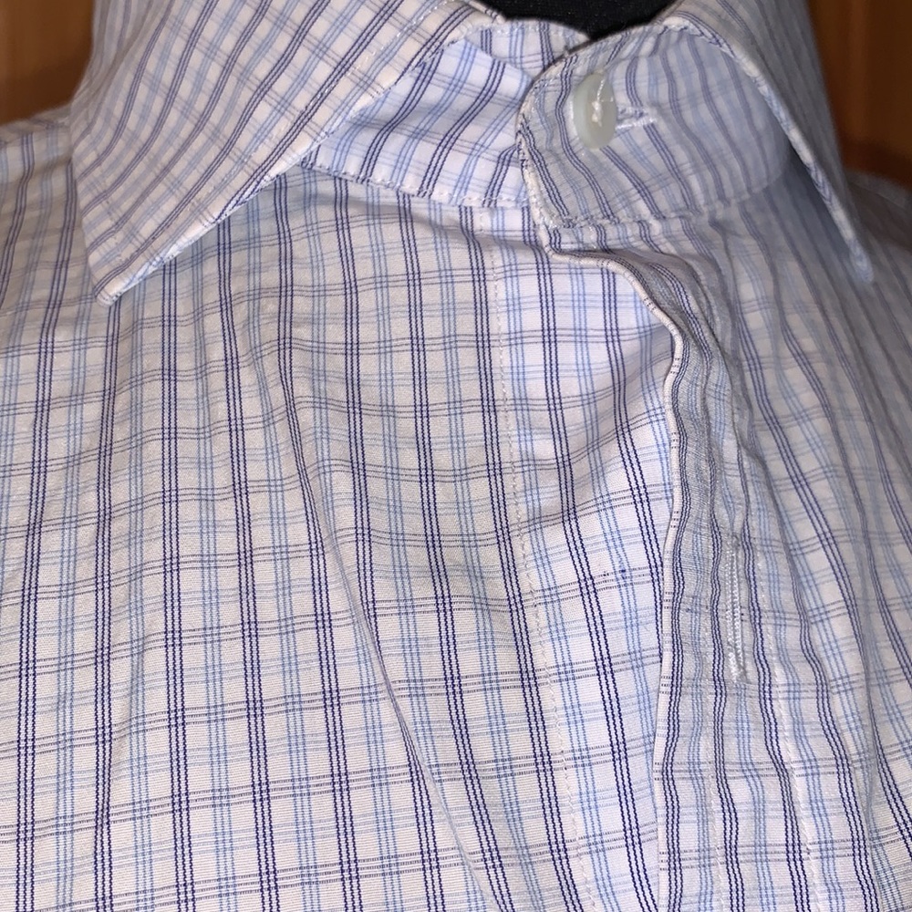 Ralph Lauren Purple Label Blue and White Checked Dress Shirt - Picture 5 of 7